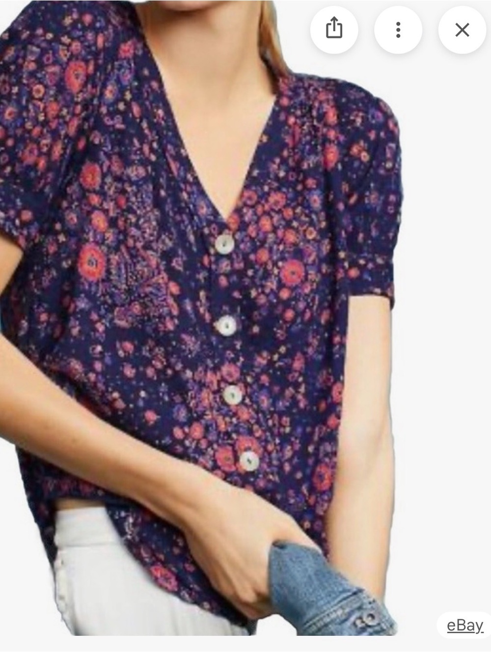 Maeve Hansley Navy Floral Print Blouse